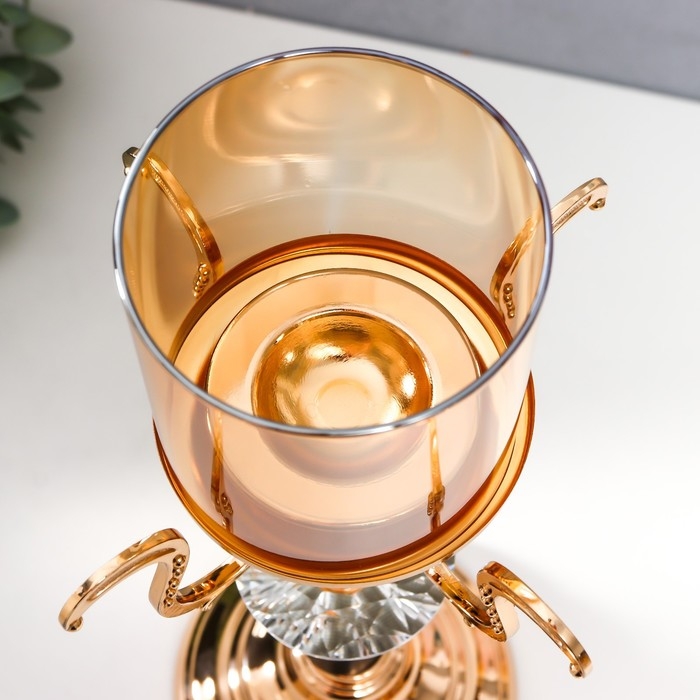 Подсвечник металл, стекло на 1 свечу Подсвечник металл, стекло на 1 свечу "Карино" d-7 см, золото 15,5х15,5х33 см