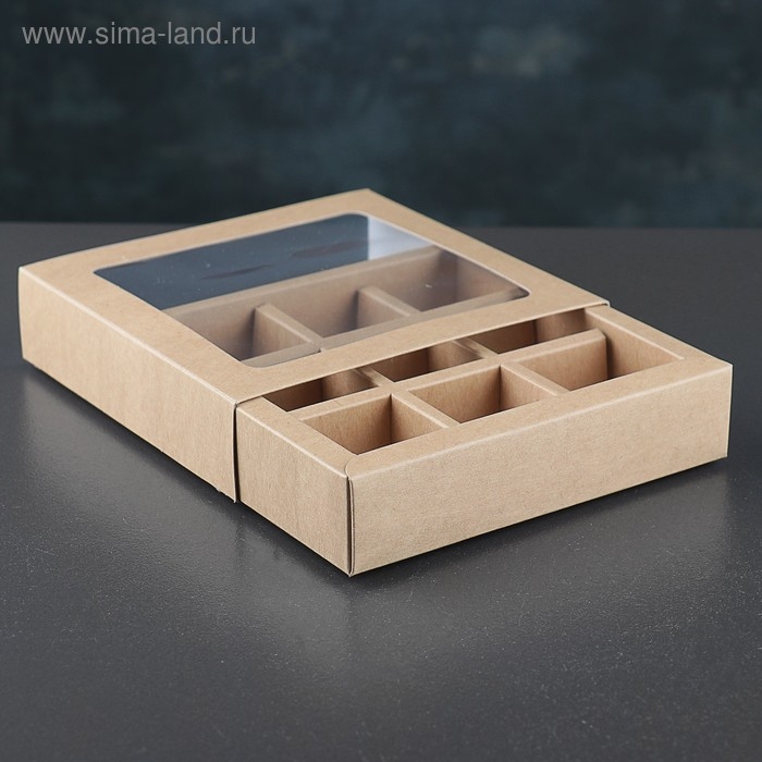 Упаковка для конфет, крафт, на 9 шт, 13,5 х 13,5 х 3,2 см Упаковка для конфет, крафт, на 9 шт, 13,5 х 13,5 х 3,2 см