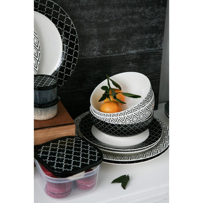 Салатник фарфоровый Доляна «Марокко», 600 мл, d=15,5 см, цвет чёрный