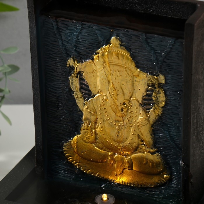 Фонтан настольный от сети, подсветка Фонтан настольный от сети, подсветка "Портрет сидящего Ганеша" 21х17х27 см