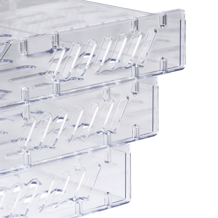 Набор лотков для бумаг горизонтальных с широкой загрузкой,  Набор лотков для бумаг горизонтальных с широкой загрузкой, "Сити", 3 шт., на металлических стержнях, прозрачный