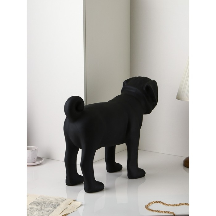 Фигура «Мопс», полистоун, 48 см, цвет чёрный матовый Фигура «Мопс», полистоун, 48 см, цвет чёрный матовый