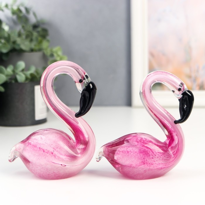 Сувенир стекло Сувенир стекло "Фламинго" под муранское стекло набор 2 шт 12х6х20 см