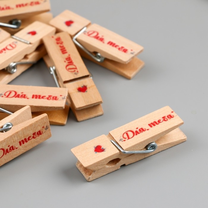 Декор для творчества дерево Декор для творчества дерево "Прищепка - Для тебя" набор 10 шт