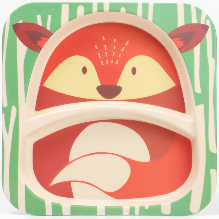Набор детской посуды «Лисичка», из бамбука, 5 предметов: тарелка, миска, стакан, столовые приборы Набор детской посуды «Лисичка», из бамбука, 5 предметов: тарелка, миска, стакан, столовые приборы