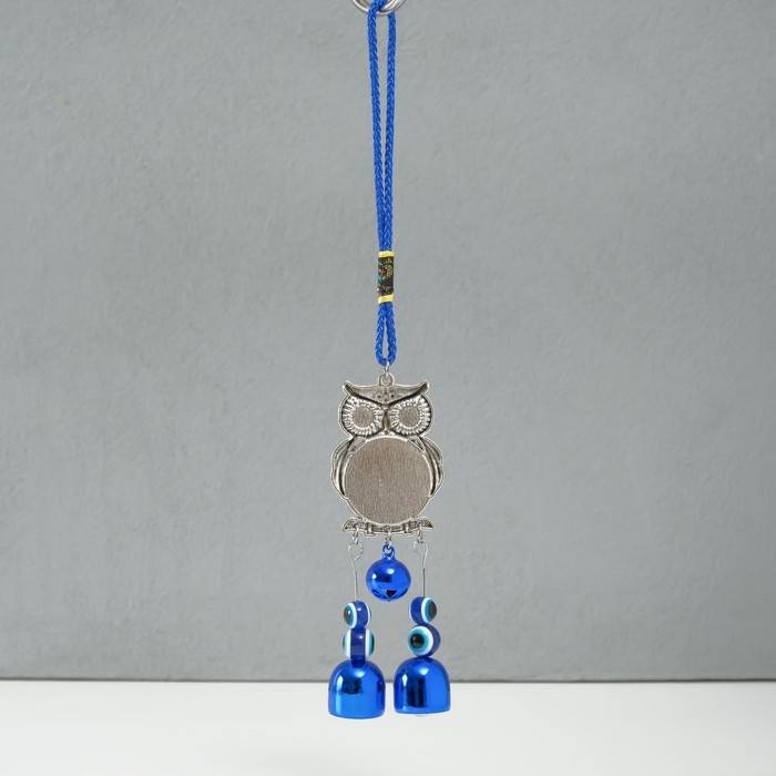Подвеска от сглаза металл  Подвеска от сглаза металл "Филин с колокольчиками" 4х23 см