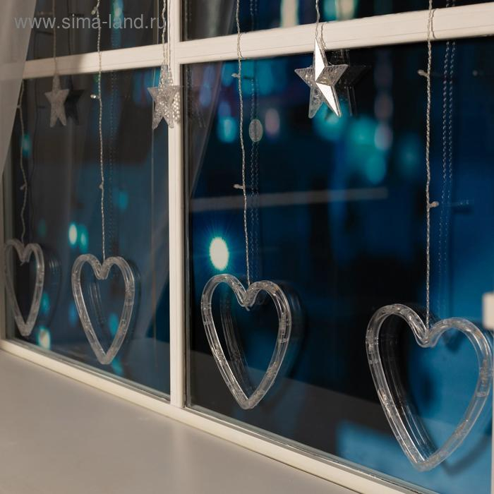 Гирлянда «Бахрома» 2.4 × 0.9 м с насадками «Сердце», IP20, прозрачная нить, 186 LED, свечение тёплое белое, 8 режимов, 220 В Гирлянда «Бахрома» 2.4 × 0.9 м с насадками «Сердце», IP20, прозрачная нить, 186 LED, свечение тёплое белое, 8 режимов, 220 В