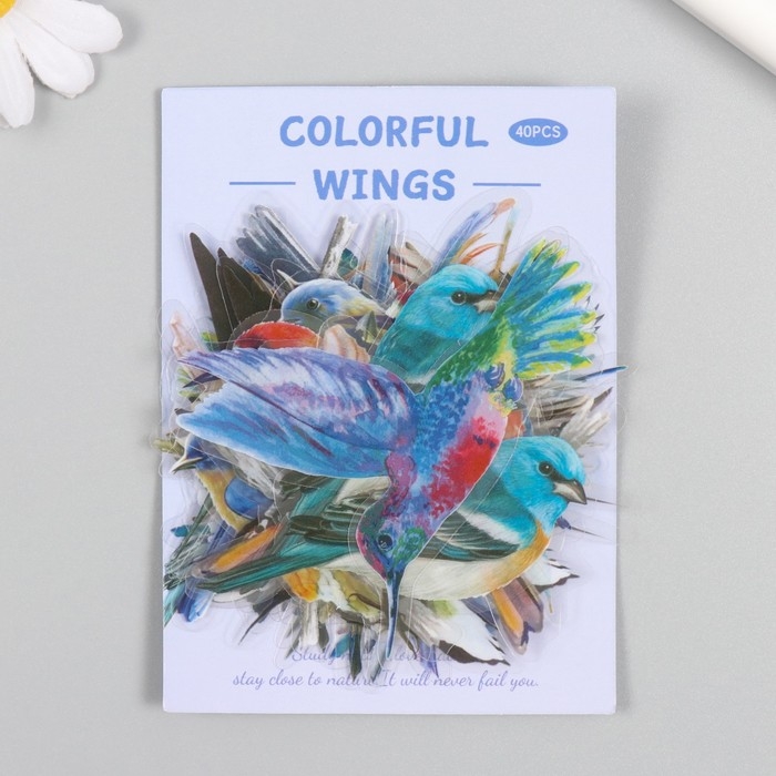 Наклейки для творчества пластик PVC Наклейки для творчества пластик PVC "Красочные птицы" набор 40 шт 9х10.5 см