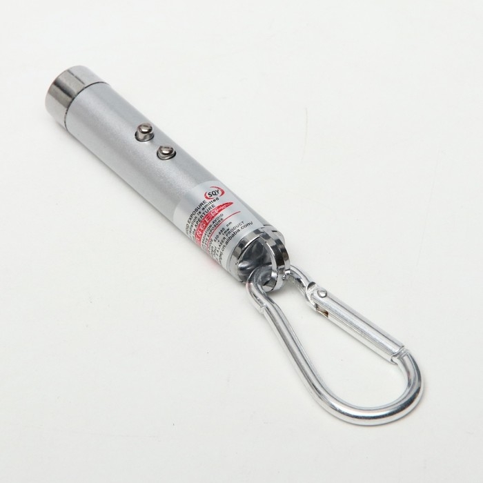 Лазерная указка, с карабином, дальность 1 км, 3 LR 44, 7.3 х 1.2 см, серебряная Лазерная указка, с карабином, дальность 1 км, 3 LR 44, 7.3 х 1.2 см, серебряная