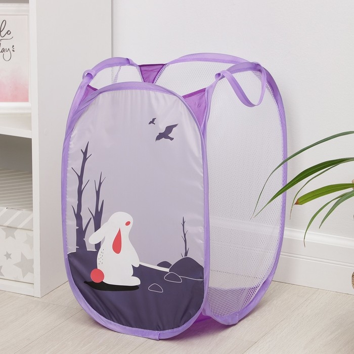 Корзина для игрушек Доляна «Зайка», складная, 32×32×52 см, цвет сиреневый Корзина для игрушек Доляна «Зайка», складная, 32×32×52 см, цвет сиреневый