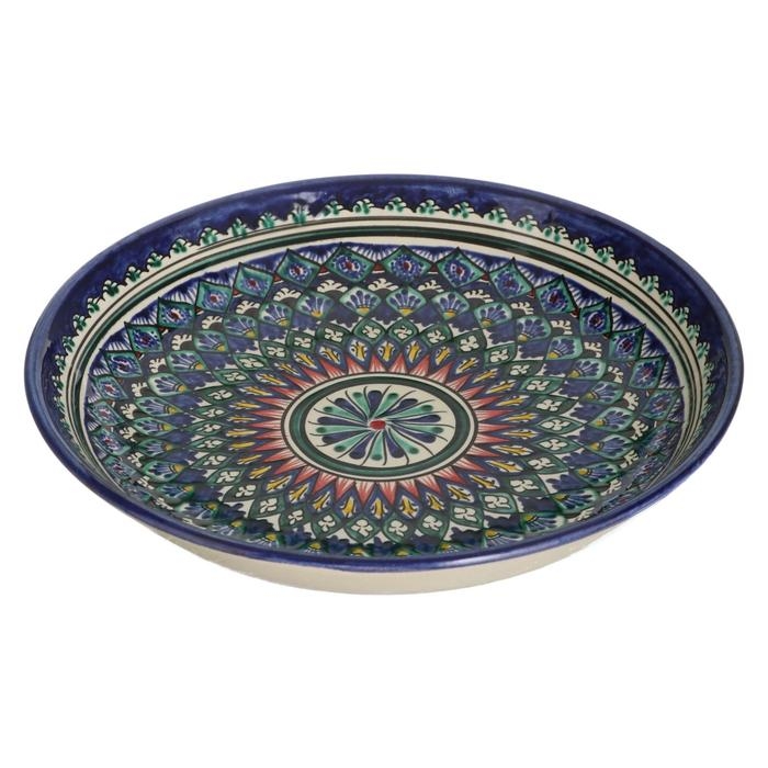 Ляган Риштанская Керамика "Узоры", 25 см, синий