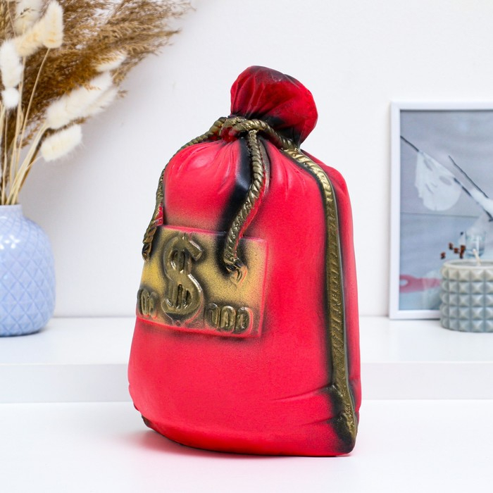 Копилка "Мешок сто тысяч" красный, 14х22х32см