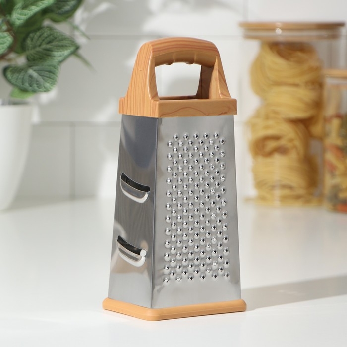 Тёрка четырёхгранная Доляна «Деревенька», 22×9 см, цвет коричневый Тёрка четырёхгранная Доляна «Деревенька», 22×9 см, цвет коричневый