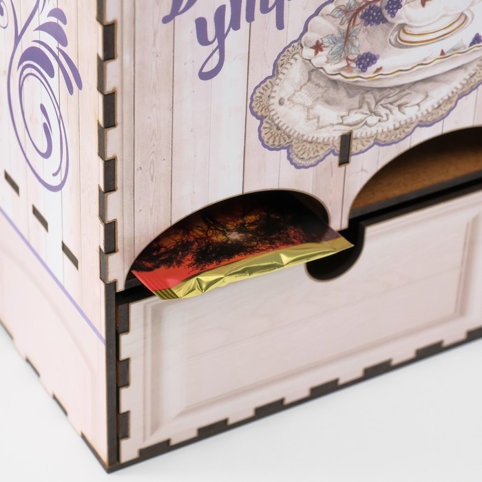 Чайный домик двойной с ящиком Чайный домик двойной с ящиком "Доброе утро" 20х8,7х15,2 см МИКС