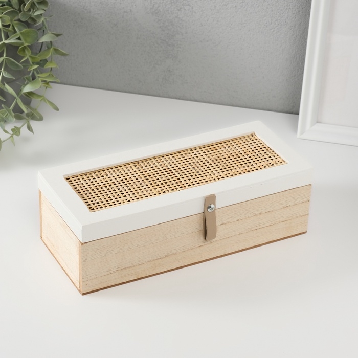 Шкатулка дерево с делениями Шкатулка дерево с делениями "Корзинное плетение" 10х23,5х7 см