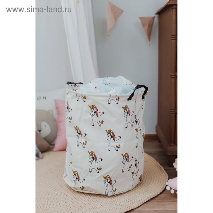 Корзина бельевая текстильная Доляна «Единороги», 40×40×48,5 см Корзина бельевая текстильная Доляна «Единороги», 40×40×48,5 см