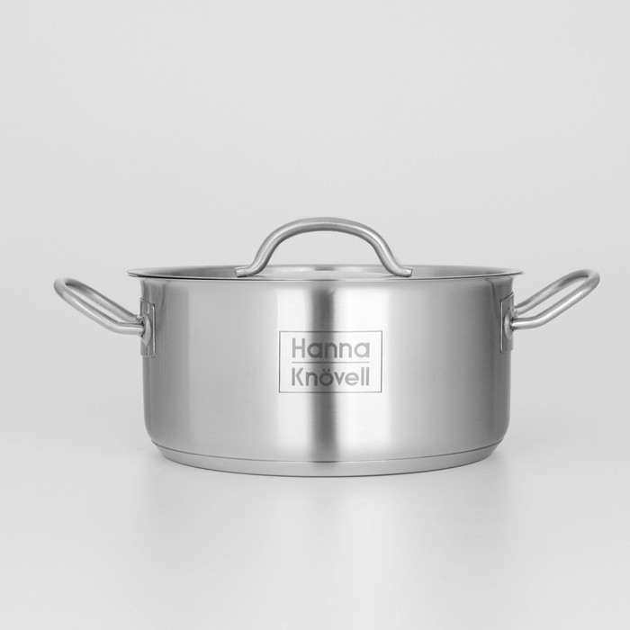 Кастрюля из нержавеющей стали Hanna Knövell с крышкой, 3 л, d=20 см, h=9,5 см, толщина стенки 0,6 мм, индукция Кастрюля из нержавеющей стали Hanna Knövell с крышкой, 3 л, d=20 см, h=9,5 см, толщина стенки 0,6 мм, индукция