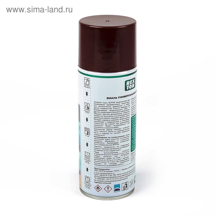 Эмаль алкидная универсальная REXTON, коричневая, аэрозоль, 520 мл Эмаль алкидная универсальная REXTON, коричневая, аэрозоль, 520 мл