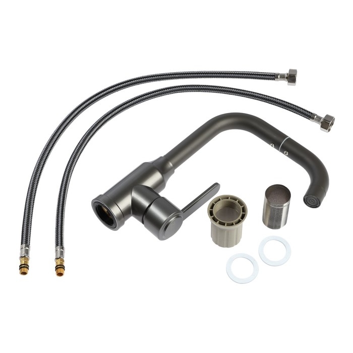 Смеситель для кухни ZEIN Z3703, поворотный излив высотой 20 см, ABS-пластик, графит Смеситель для кухни ZEIN Z3703, поворотный излив высотой 20 см, ABS-пластик, графит