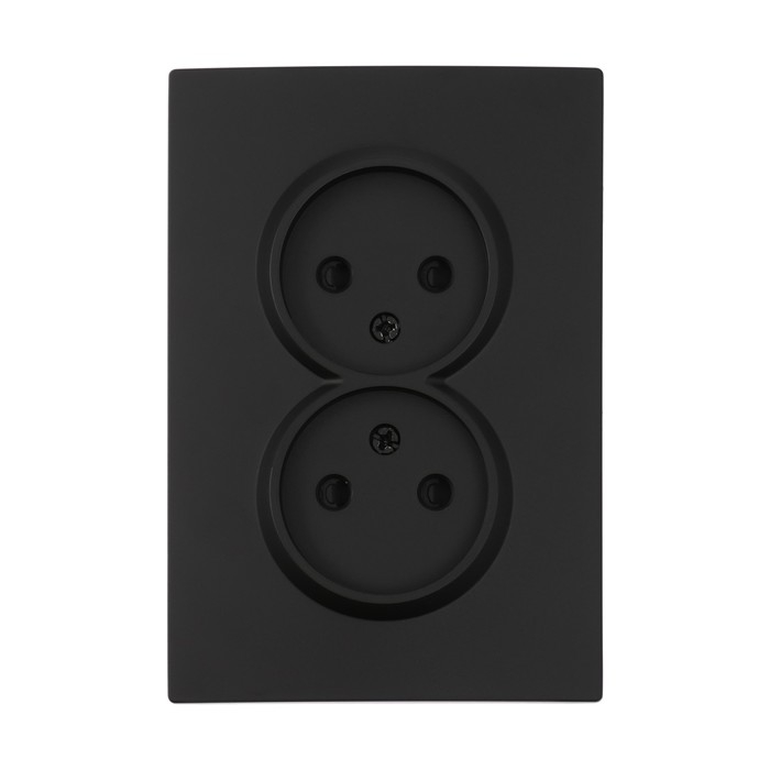 Розетка двухместная TOT Elegant, 10 А, скрытая, без з/к, черная Розетка двухместная TOT Elegant, 10 А, скрытая, без з/к, черная