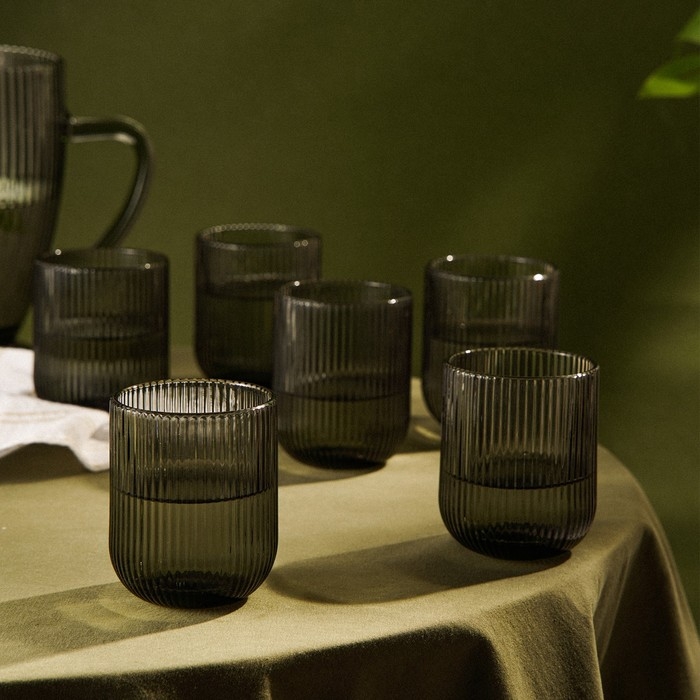 Набор стаканов стеклянный SL Home «Модерн», 260 мл, 7,5×9,5 см, цвет графитовый Набор стаканов стеклянный SL Home «Модерн», 260 мл, 7,5×9,5 см, цвет графитовый