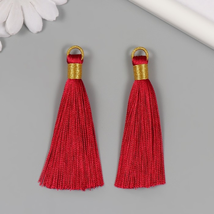 Декор для творчества текстиль Декор для творчества текстиль "Кисть. Оливия" бордо набор 2 шт 8х1,2 см