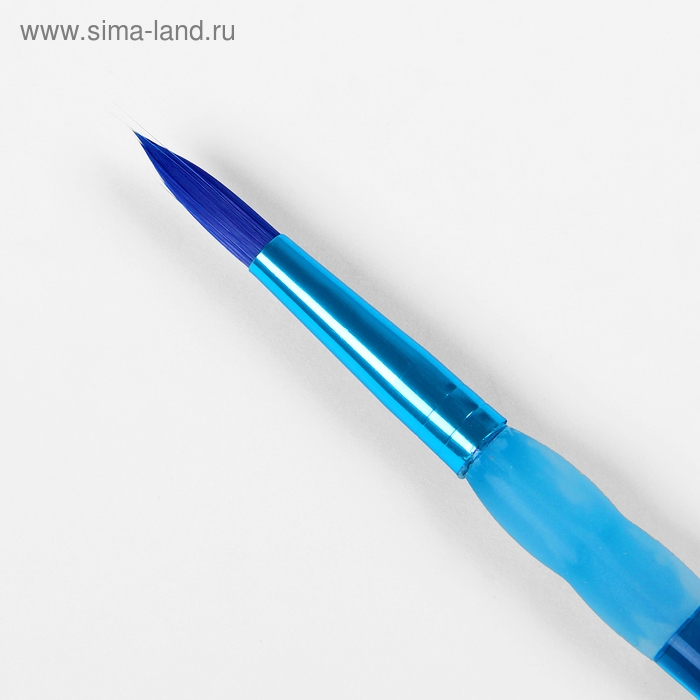 Набор кистей нейлон 5 штук, круглые, с цветными ручками, с резиновыми держателями Набор кистей нейлон 5 штук, круглые, с цветными ручками, с резиновыми держателями