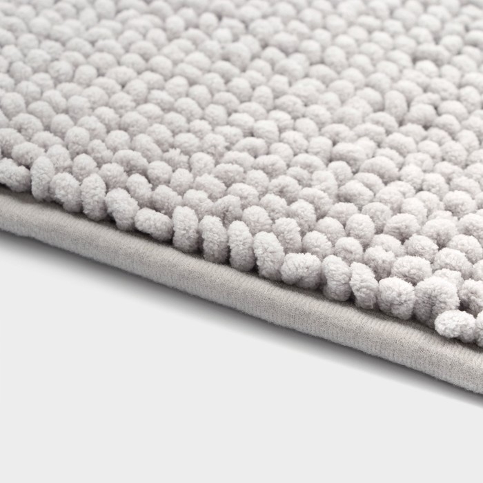 Коврик "Букли" для ванной 50х80 см, светло-серый, микрофибра плотность 1100