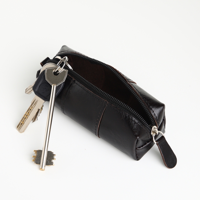 Ключница карманная на молнии, TEXTURA, длина 12,5 см, кольцо, цвет чёрный Ключница карманная на молнии, TEXTURA, длина 12,5 см, кольцо, цвет чёрный