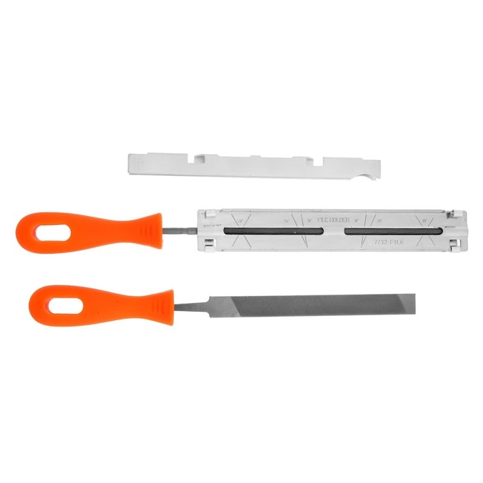 Набор для заточки цепей пил ТУНДРА, сталь ШХ15, шаг 3/8 Набор для заточки цепей пил ТУНДРА, сталь ШХ15, шаг 3/8", паз 1.3-1.6 мм, d=5.5 мм, плашки