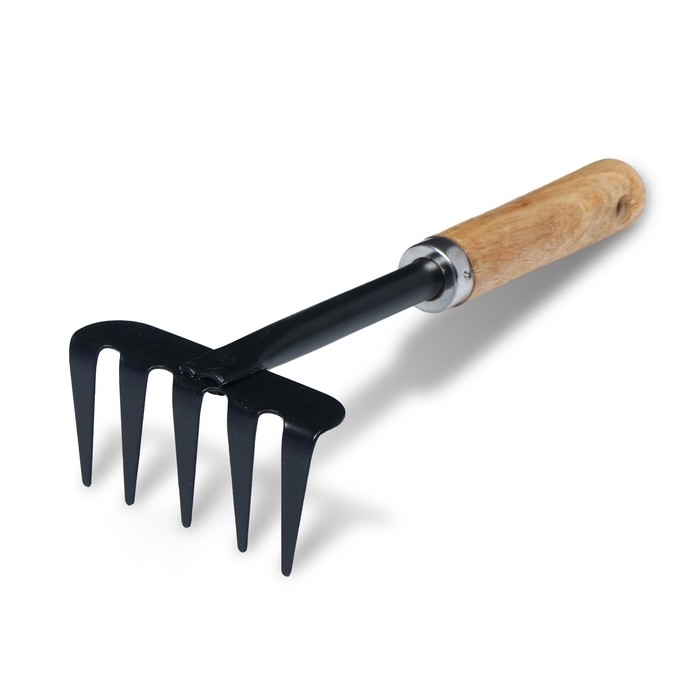 Малые прямые грабли, 5 зубцов, длина 31 см, металл, деревянная ручка, Greengo Малые прямые грабли, 5 зубцов, длина 31 см, металл, деревянная ручка, Greengo