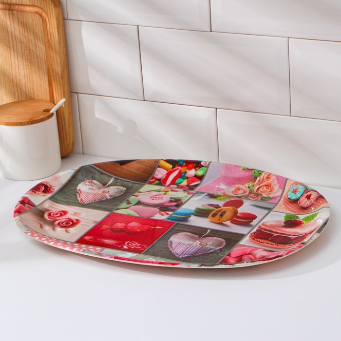 Поднос пластиковый «Сладости», 38×28×2,5 см, цвет МИКС Поднос пластиковый «Сладости», 38×28×2,5 см, цвет МИКС