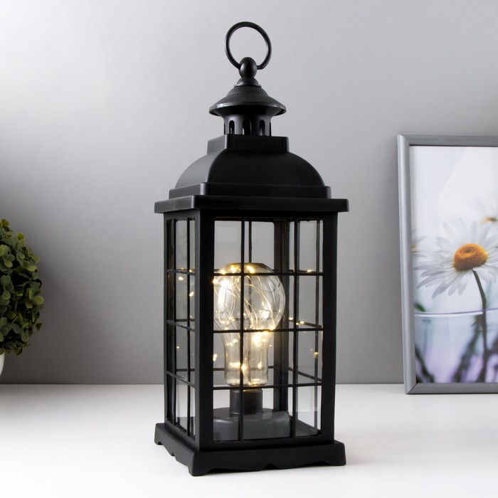 Ночник Ночник "Фонарь и светлячки" чёрная от батареек 3ААА 35х13,5х13,5см RISALUX