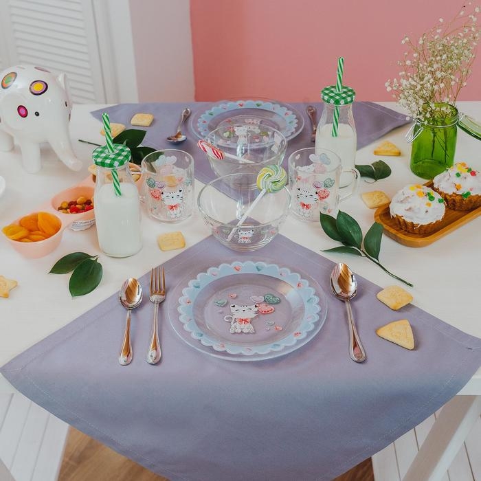 Набор детской посуды Доляна «Котёнок», 3 предмета: кружка 200 мл, салатник 450 мл, тарелка d=20 см Набор детской посуды Доляна «Котёнок», 3 предмета: кружка 200 мл, салатник 450 мл, тарелка d=20 см