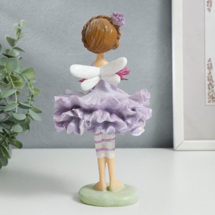 Сувенир полистоун Сувенир полистоун "Девочка-ангел в многослойной юбочке, с цветком" 19,5х10,5х10,5 см