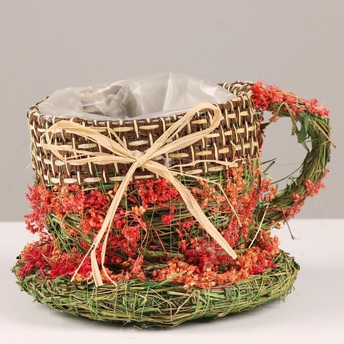 Кашпо, 19 х 15 х 11 см, трава Кашпо, 19 х 15 х 11 см, трава