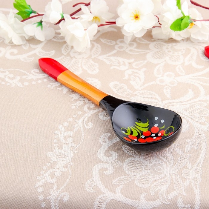 Ложка «Чернушка», салатная, 6×21, хохлома Ложка «Чернушка», салатная, 6×21, хохлома