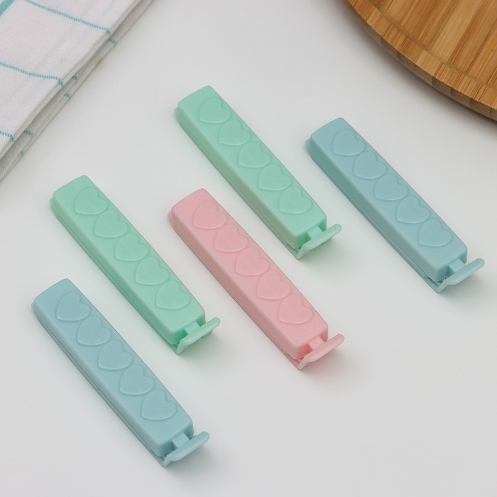 Зажимы для пакета Доляна, 8 см, 5 шт, цвет МИКС Зажимы для пакета Доляна, 8 см, 5 шт, цвет МИКС