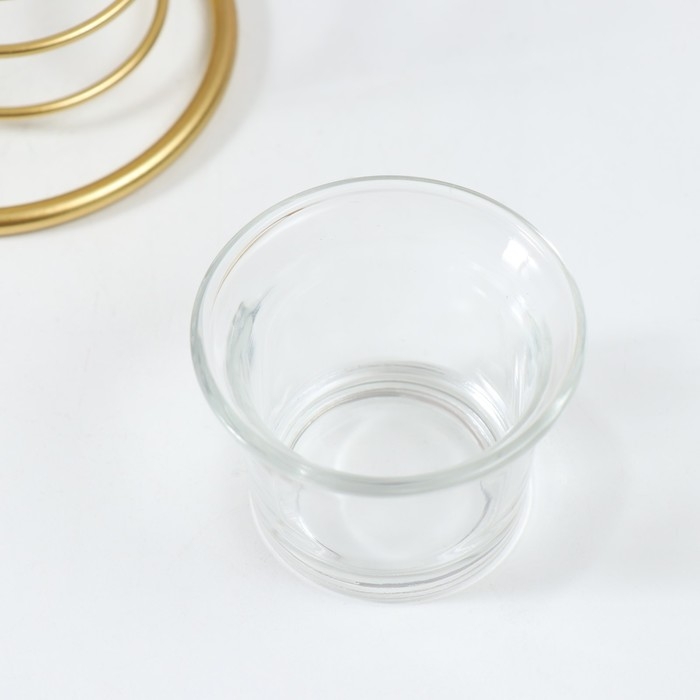 Подсвечник металл на 1 свечу  Подсвечник металл на 1 свечу "Золотые листья в круге" d=4,5 см золото 16х9,5х21 см