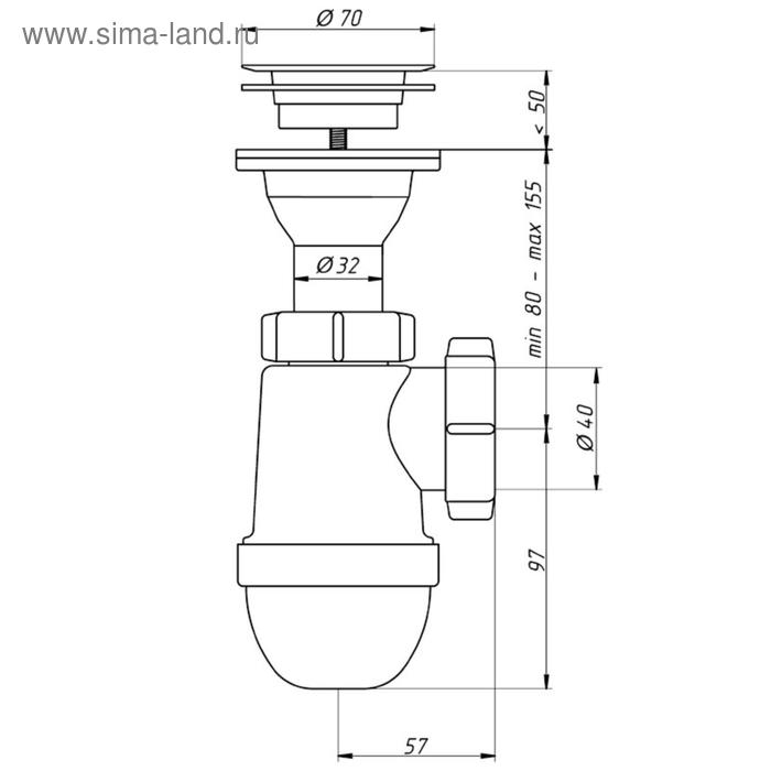 Сифон универсальный  Сифон универсальный "АНИ Пласт" Варяг C5500, 1 1/2" х 40 мм