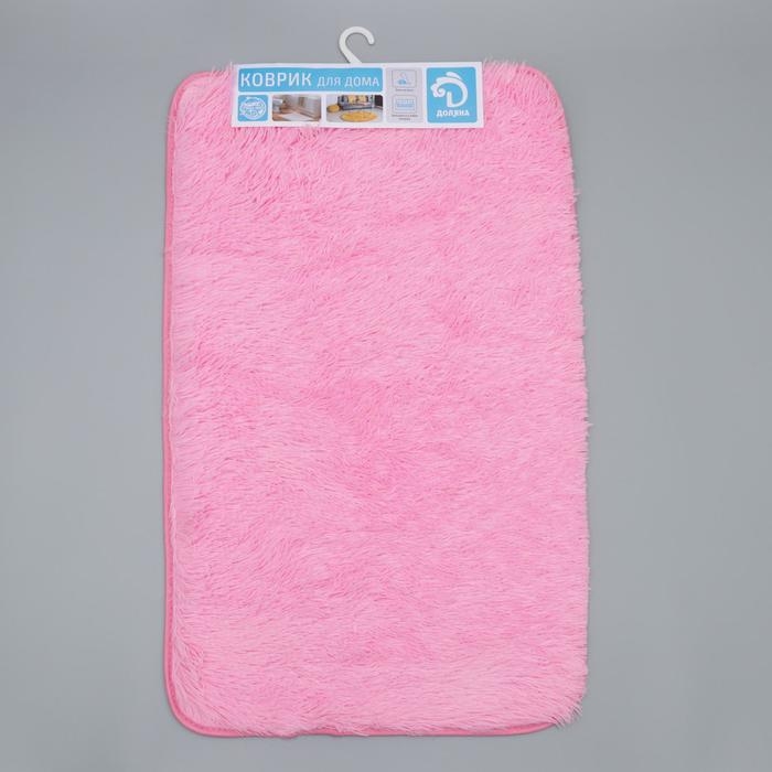 Коврик для ванной и туалета Доляна «Пушистик», 50×80 см, цвет розовый