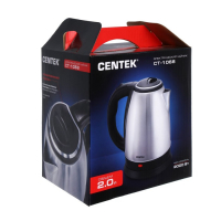 Чайник электрический Centek CT-1068, металл, 2 л, 2000 Вт, серебристый