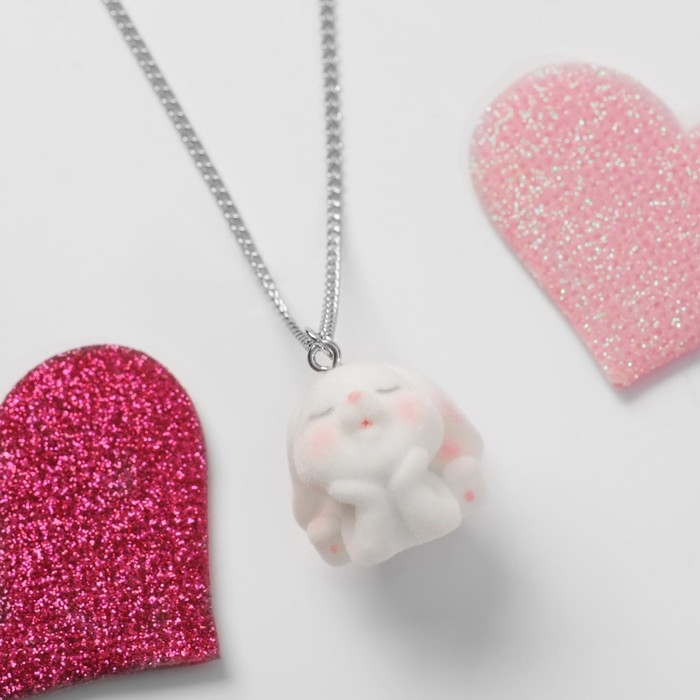 Кулон детский «Выбражулька» зайчик, цвет белый в серебре Кулон детский «Выбражулька» зайчик, цвет белый в серебре