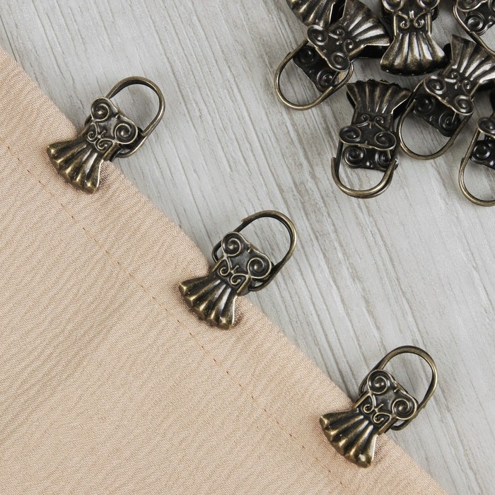 Зажим для штор «Ракушка», 30 × 15 мм, 10 шт, цвет бронзовый Зажим для штор «Ракушка», 30 × 15 мм, 10 шт, цвет бронзовый