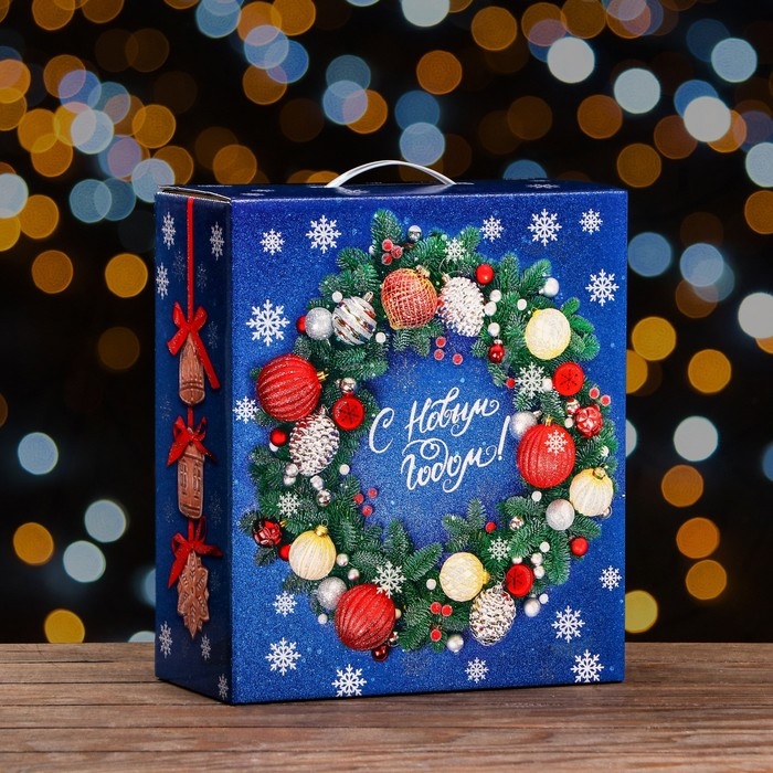 Новый год. Подарочная коробка Новый год. Подарочная коробка "Новогодний декор" , 28,5 х 14 х 33 см.