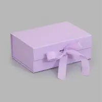 Коробка подарочная на магните с бантом, 22&times;17&times;8.5 см, самосборная, сиреневая