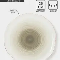 Тарелка обеденная Доляна &laquo;Млечный путь&raquo;, d=25 см, фарфор, серая