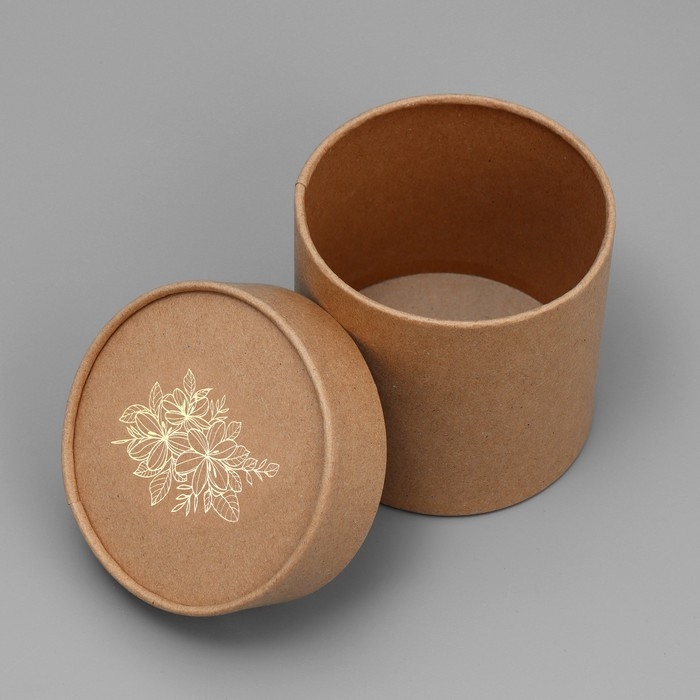 Коробка подарочная шляпная из крафта, упаковка, «Цветы», 12 х 12 х 12 см