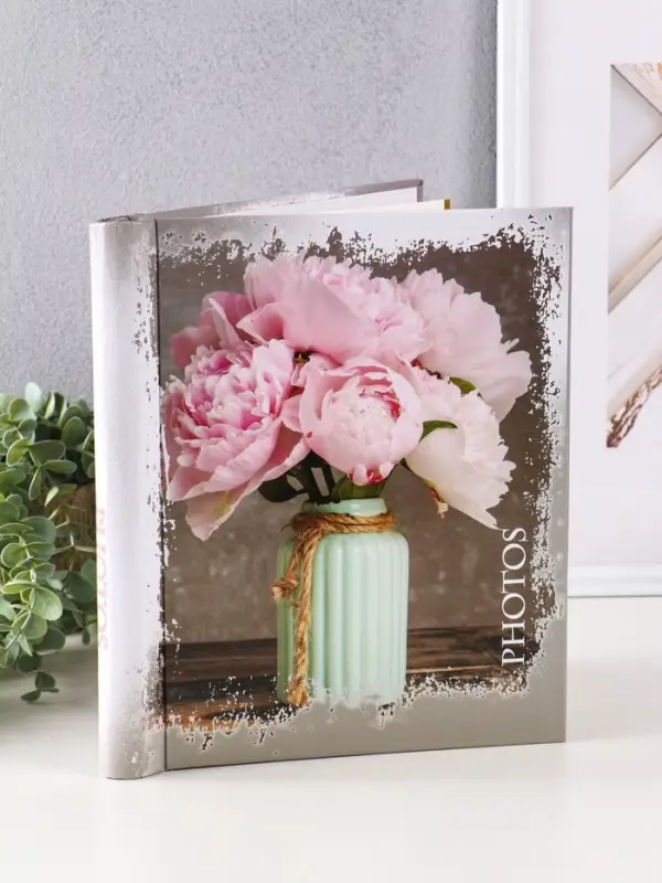 Фотоальбом 20 магнитных листов 23X28см, "Розы в вазе", пер-т внутр.спираль