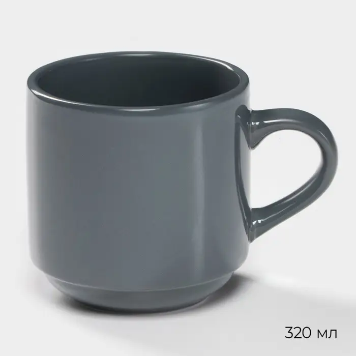 Набор посуды Magistro Night, фарфор, 16 предметов: тарелка d=25.5 см, d=19 см, миска 850 мл, d=15 см, кружка 320 мл, серый